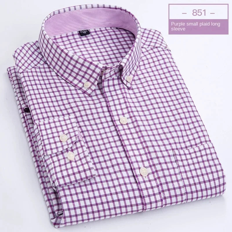 Hot solid color casual Oxford shirt men's fashion slim business long-sleeved shirt wholesale, street clothing， shirts for men