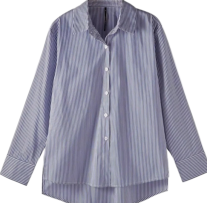 New Zealand Classic Striped Women’s Spring Autumn Blouse - Lantern Sleeve, Stand Collar, Loose Top | Strylez App Virtual Try-On
