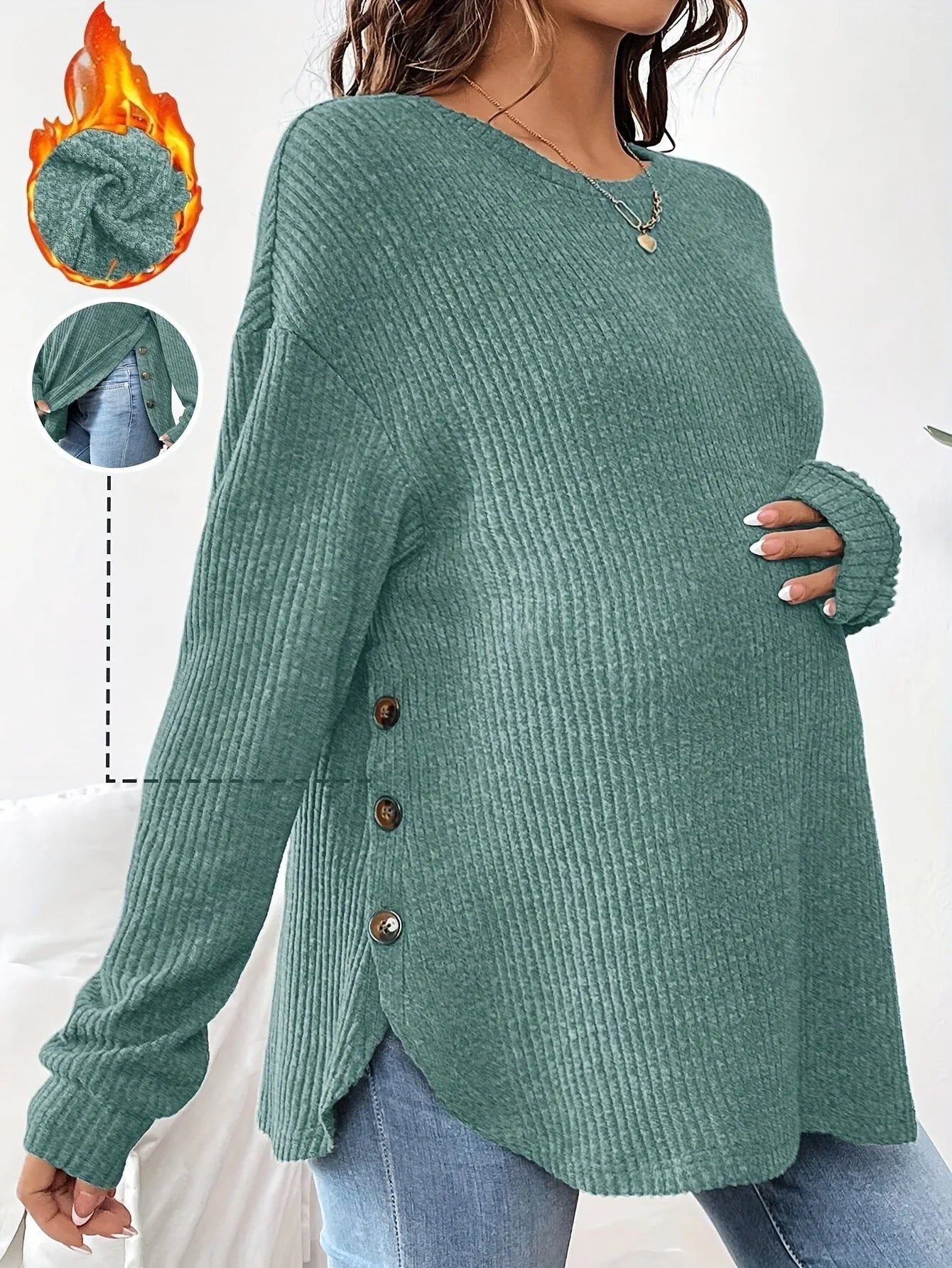 Maternity Clothes Premama Long Sleeve Blouse Fall Winter Loose Pregnant Women O-Neck Sweater T-Shirts Sweatshirt Pullover Tops