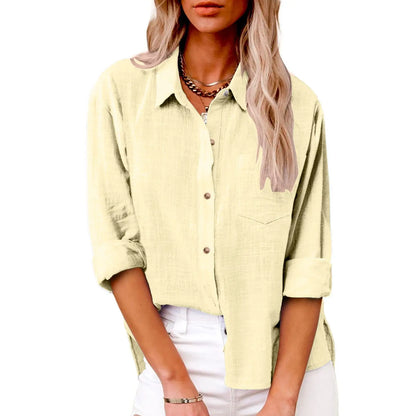 Women's Blouse Casual Shirt Tops 2025 Spring Women Cotton Linen  Long Sleeve Shirts Женский Топ Camicette Donna Estive Chemise
