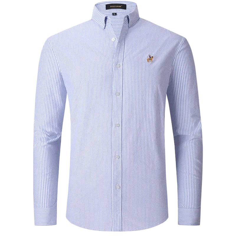 New Pure Cotton Oxford Embroidered Horse Casual Without Pocket Solid Shirt Men's Long Sleeve Dress Shirts Men Business Slim Fit