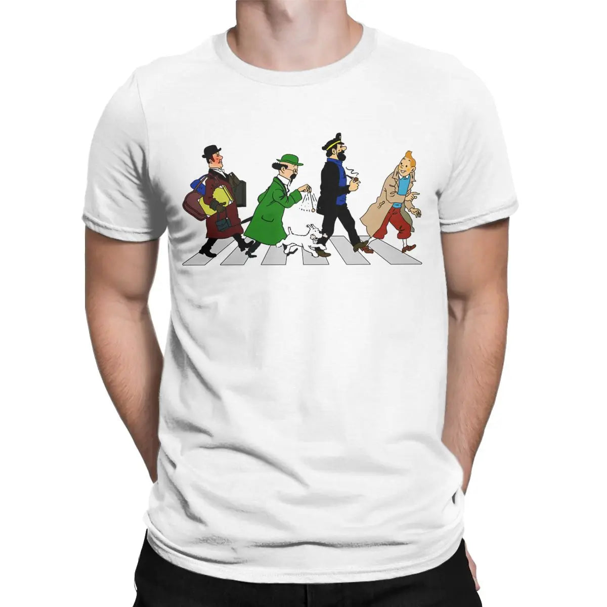 Captain Haddock Cartoon T-Shirt Men’s 100% Cotton Short Sleeve Tee 6XL | New Zealand Strylez Virtual Try-On