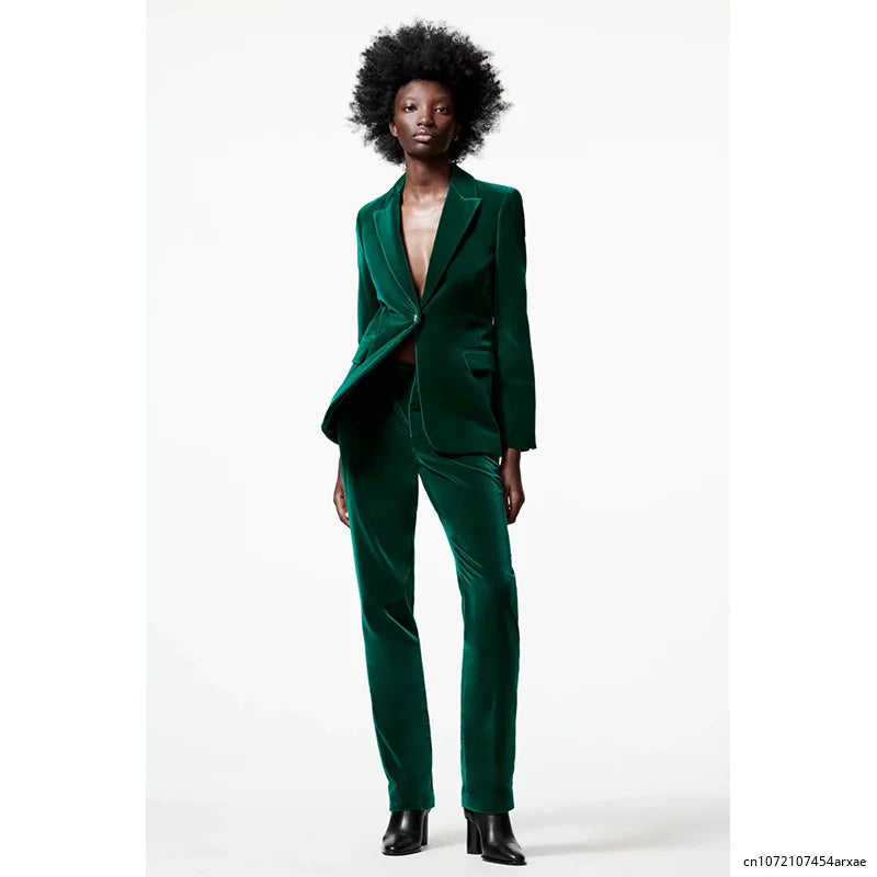 Elegant Green Chic Vintage Style Velvet Blazer - try on virtually!