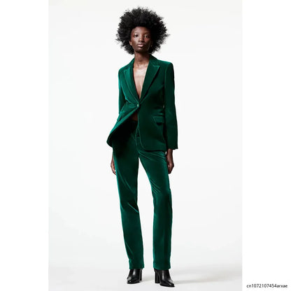 Elegant Green Chic Vintage Style Velvet Blazer - try on virtually!