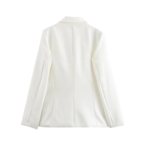 Aoaiiys White Blazer for Women - Virtual Try-On with Strylez App, Single-Button Autumn/Winter, Pockets, New Zealand