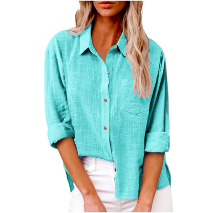Women's Blouse Casual Shirt Tops 2025 Spring Women Cotton Linen  Long Sleeve Shirts Женский Топ Camicette Donna Estive Chemise