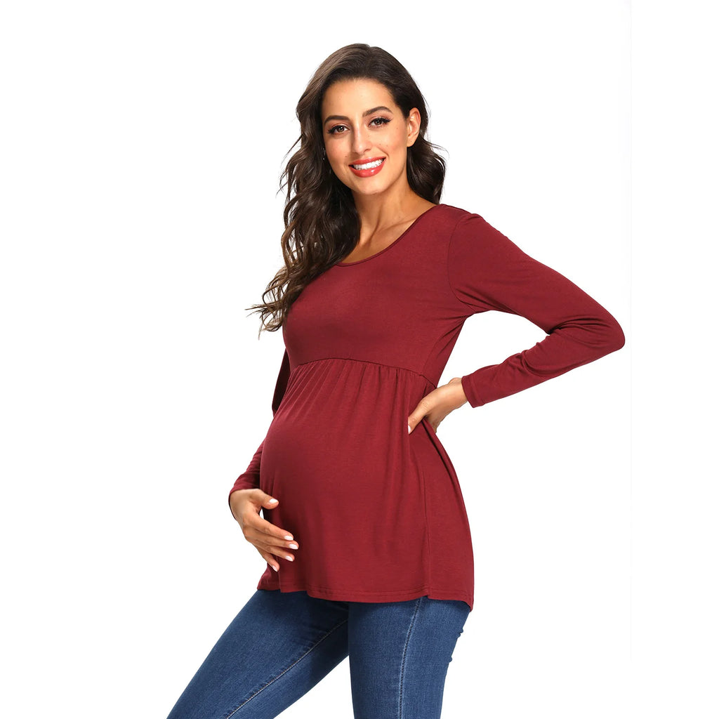 Maternity Long Sleeve Tops,Loose Tee Shirts,Pregnant Women Casual Soft Cotton Breathable Round Neck T-Shirt
