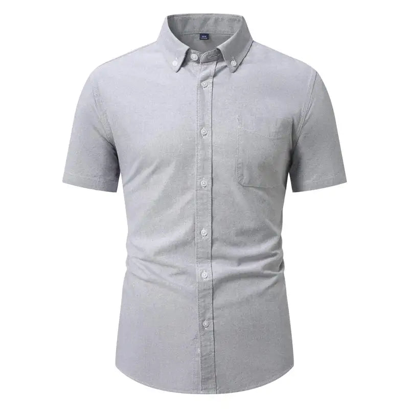 Men's Oxford Short Sleeve Shirt - Slim Fit Button-Down, Casual Summer Top, Breathable & Comfortable - New Zealand | Strylez Virtual Try-On