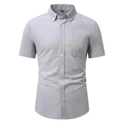 Men's Oxford Short Sleeve Shirt Classic Casual Slim Fit Button Down Shirt for Summer, Breathable & Comfortable Clothing Tops Man