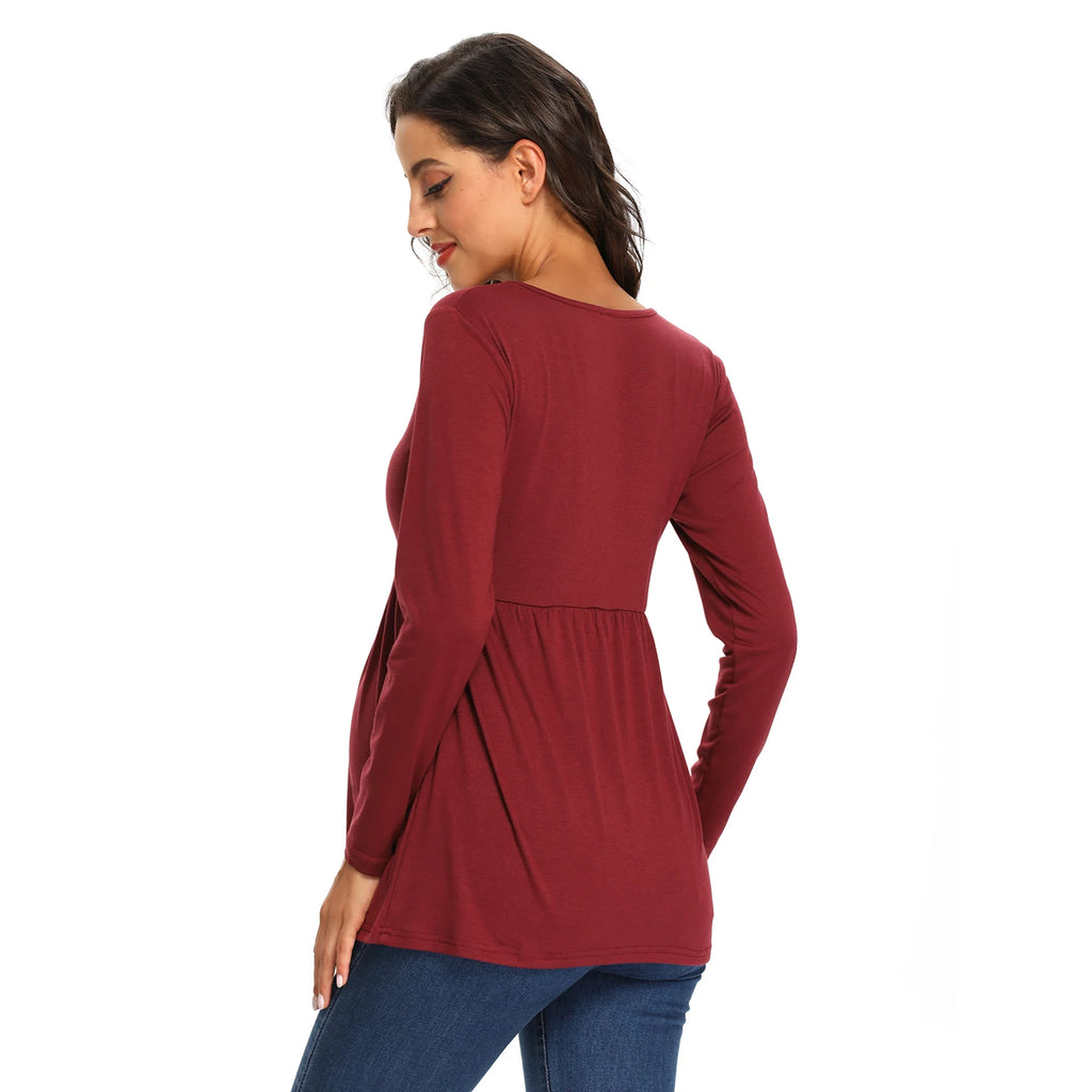 Maternity Long Sleeve Tops,Loose Tee Shirts,Pregnant Women Casual Soft Cotton Breathable Round Neck T-Shirt