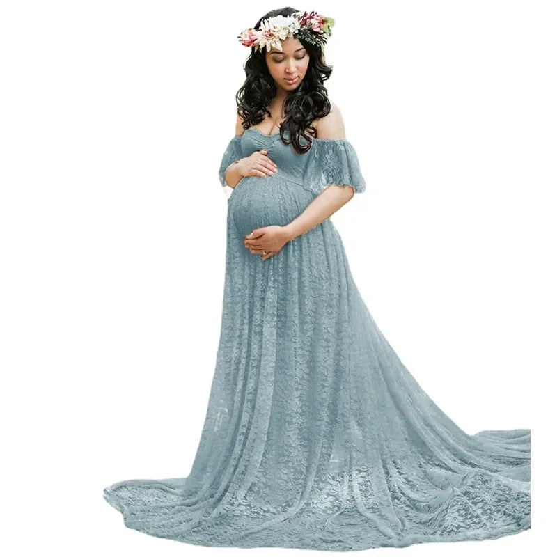 Long Maternity Photography Props Pregnancy Dress Photography Maternity Dresses for Photo Shoot Pregnant Dress Lace Maxi Gown