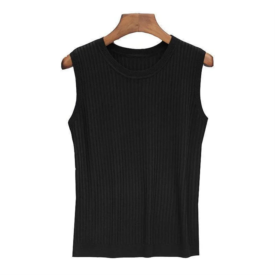 Summer Sleeveless O-Neck Knitted Top for Women - Sleeveless Blouse, Knit Shirt, Women's Tops NZ | Strylez Virtual Try-On