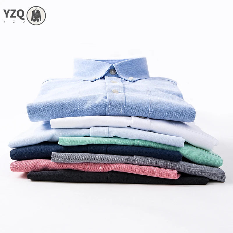 2025 Spring Men's Cotton Oxford Spinning Long Sleeve Shirt with True Pocket Business Leisure Fashion and Versatile Top