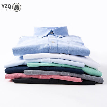 2025 Spring Men's Cotton Oxford Spinning Long Sleeve Shirt with True Pocket Business Leisure Fashion and Versatile Top