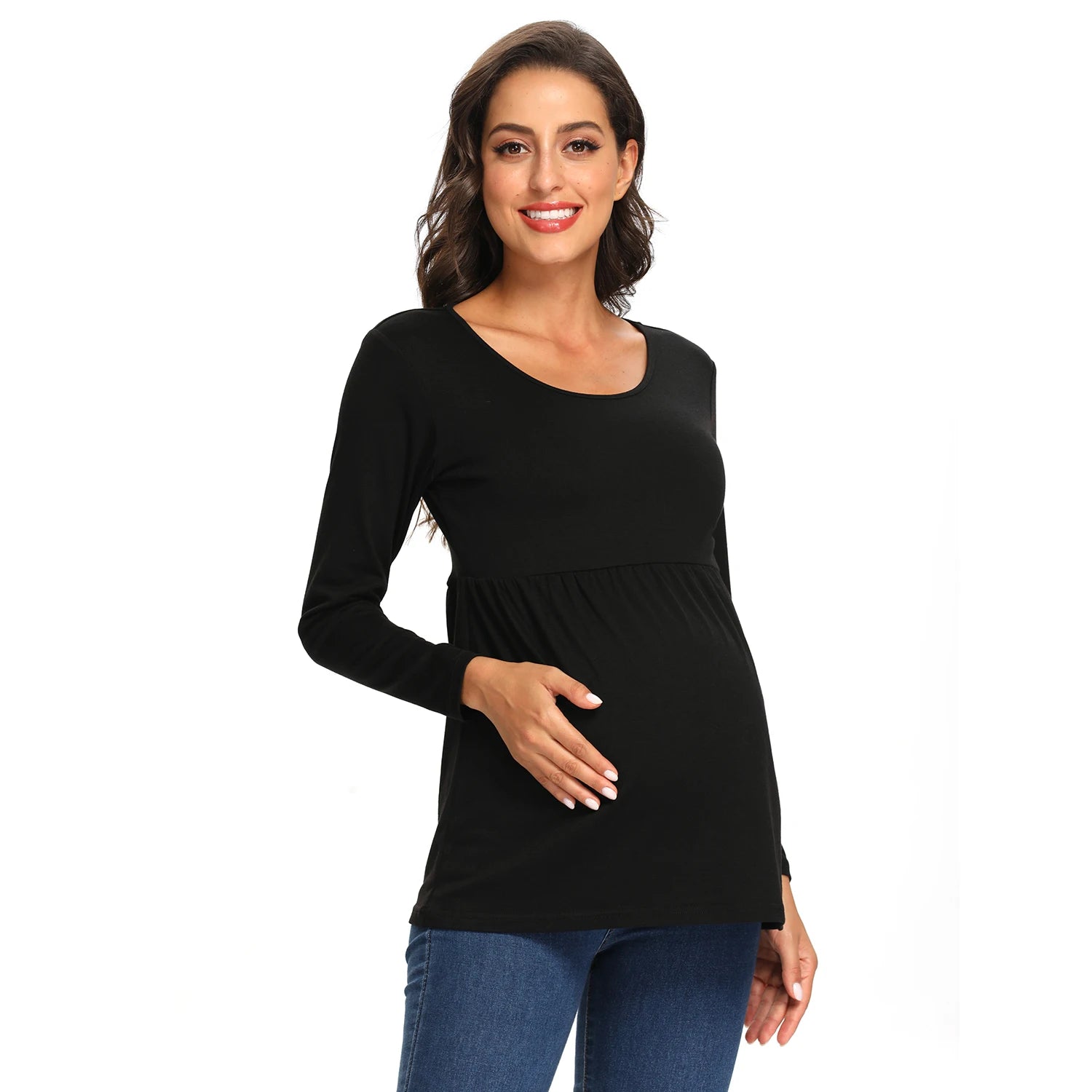 Maternity Long Sleeve Tops,Loose Tee Shirts,Pregnant Women Casual Soft Cotton Breathable Round Neck T-Shirt