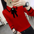 New Zealand Fashion Peter Pan Collar Knit Blouse for Women 2022 Autumn – Lace-Up Bow, Loose Casual Top | Strylez Virtual Try-On