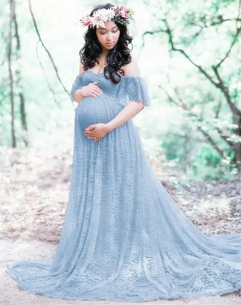 Long Maternity Photography Props Pregnancy Dress Photography Maternity Dresses for Photo Shoot Pregnant Dress Lace Maxi Gown