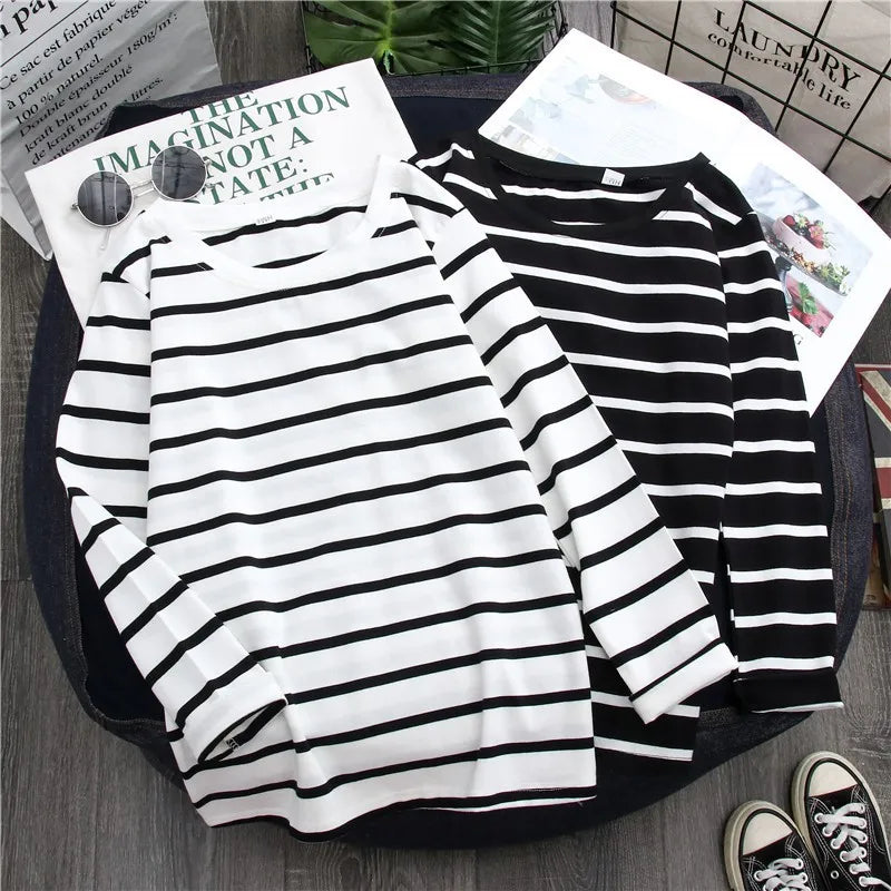 Striped Long Sleeve T-Shirt for Women – Try It On with Our Virtual Mirror App and Love the Fit!