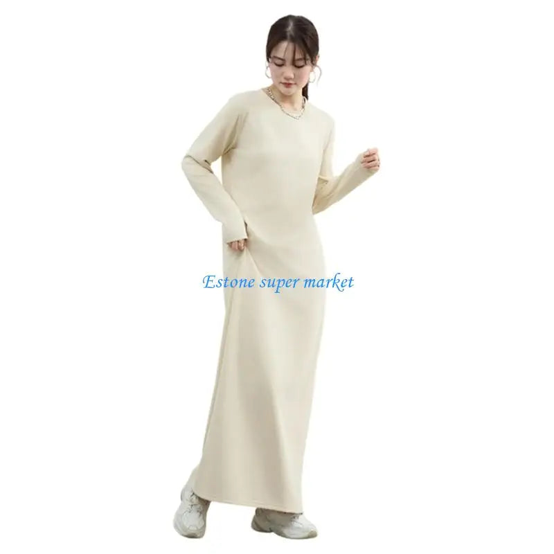 090B Maternity Vertical Stripe Dress Long Sleeve Dress Round Neck Pregnancy Clothes