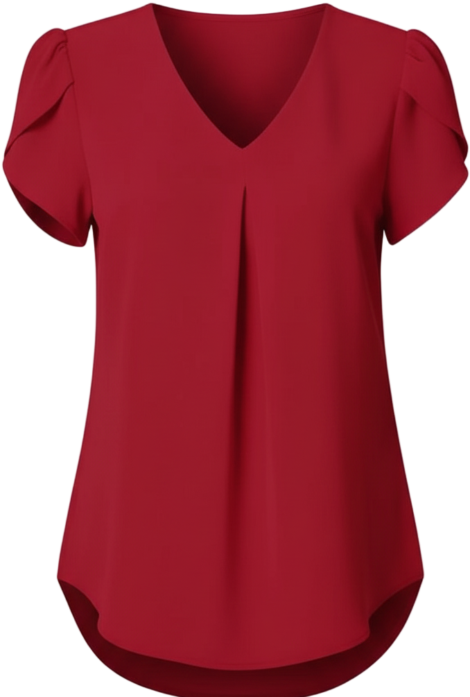 Elegant Women's Top Blouse 2024 Summer Flower – Short Sleeve V-Neck Office/Work, Commuter Shirt S-XXL | NZ | Strylez Virtual Try-On