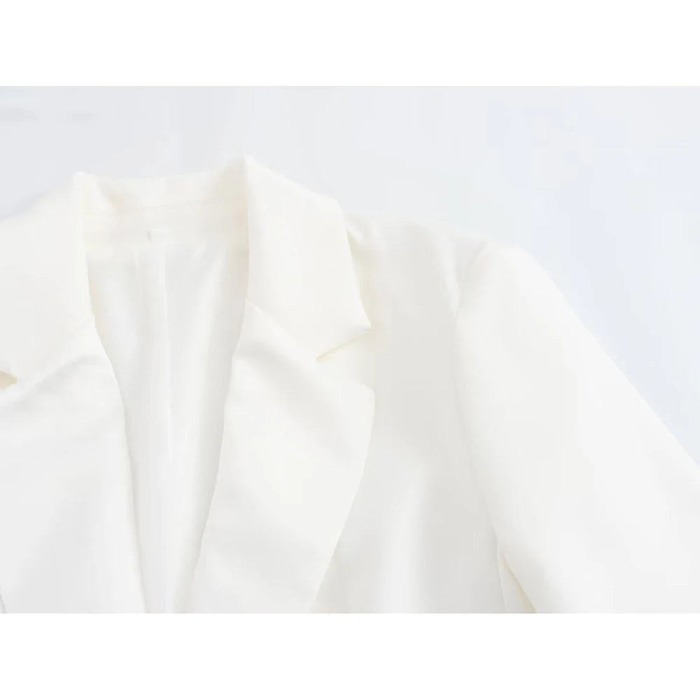 Aoaiiys White Blazer for Women - Virtual Try-On with Strylez App, Single-Button Autumn/Winter, Pockets, New Zealand