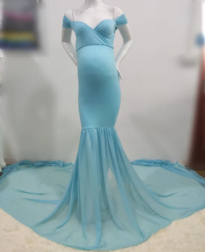 Long Maternity Photography Props Pregnancy Dress For Photo Shooting Off Shoulder Pregnant Dresses For Women Maxi Maternity Gown