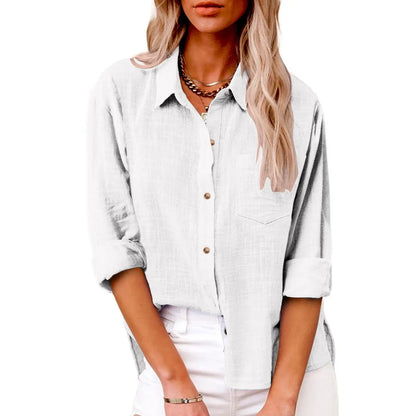 Women's Blouse Casual Shirt Tops 2025 Spring Women Cotton Linen  Long Sleeve Shirts Женский Топ Camicette Donna Estive Chemise