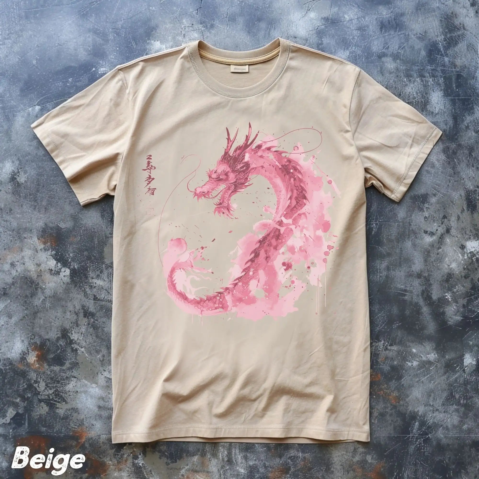 Dragon Doodles Tee - Pink Ink Kanji Vibes, New Zealand Unisex T‑Shirt | Strylez Virtual Try-On