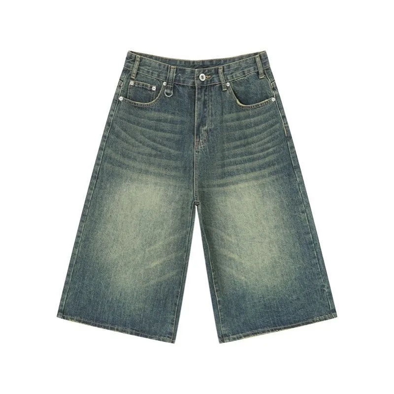 Y2K Retro Baggy Jeans – Loose Hip Hop Streetwear Shorts for Men & Unisex