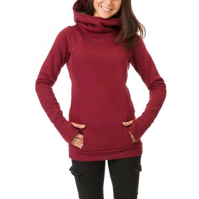 Maternity Autumn and Winter Sweatshirt Nursing Maternity Long Sleeves Hooded Breastfeeding Hoodie Pregnant Women Hooded Sweater