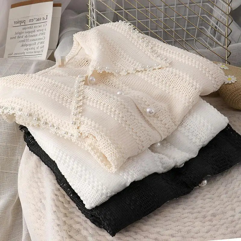 Shirts Women Peter Pan Collar Hollow Out Fashion Tender Sweet Solid Young French Style Elegant Ins Топ Женский New Arrival Chic