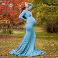 2024 Elegant Maternity Dresses For Photo Shoot Pregnant Women Dress Long Sleeve V-Neck Pregnancy Photography Shower Dress