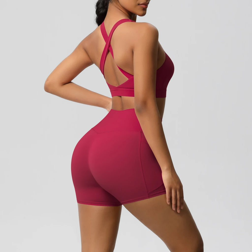2-Piece Pocketed Yoga Set for Women | Gym Wear Tracksuit & Leggings with Bra & Shorts | New Zealand | Strylez Virtual Try-On