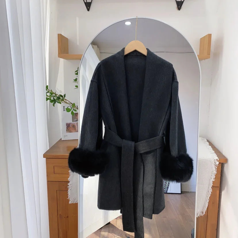 New Zealand Wool Fur Coat - Chic Double-Sided, Virtual Try-On with Strylez App | Warmth & Glamour