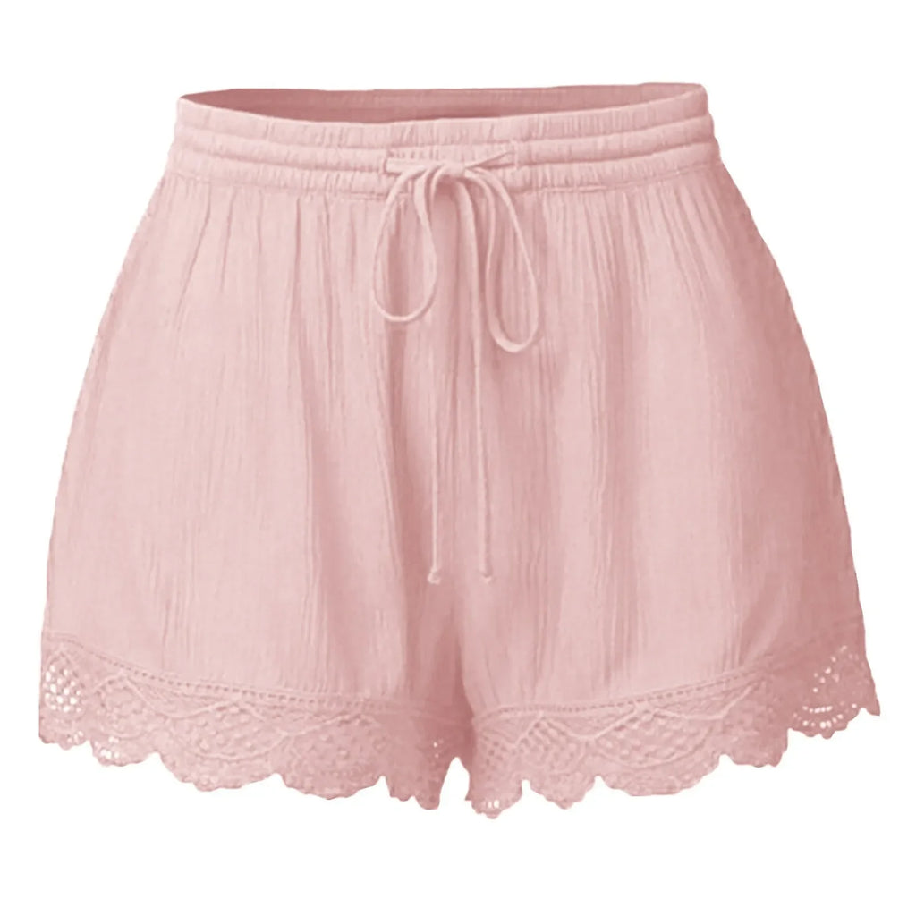 NZ Women's Plus Size Loose Lounge Shorts with Lace Trim & Drawstring Waist | Loungewear, Strylez Virtual Try-On