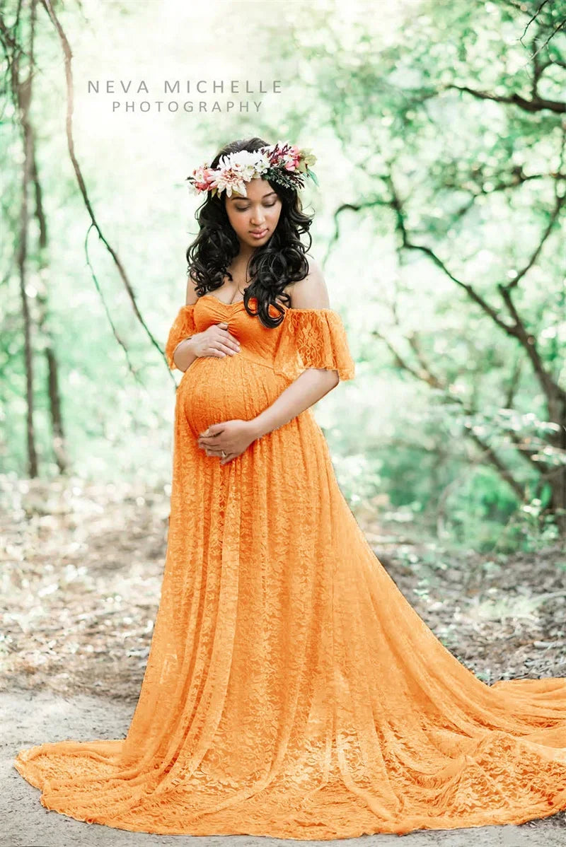 Long Maternity Photography Props Pregnancy Dress Photography Maternity Dresses for Photo Shoot Pregnant Dress Lace Maxi Gown