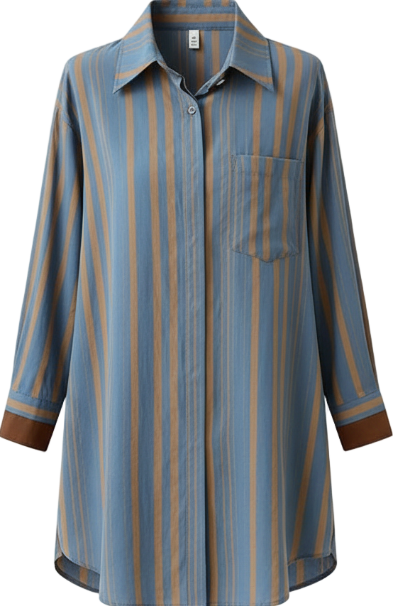Spring & Autumn Striped Loose Blouse for Women - Casual Vintage Long Sleeve Top, Elegant All-Match Shirt, NZ | Strylez Virtual Try-On