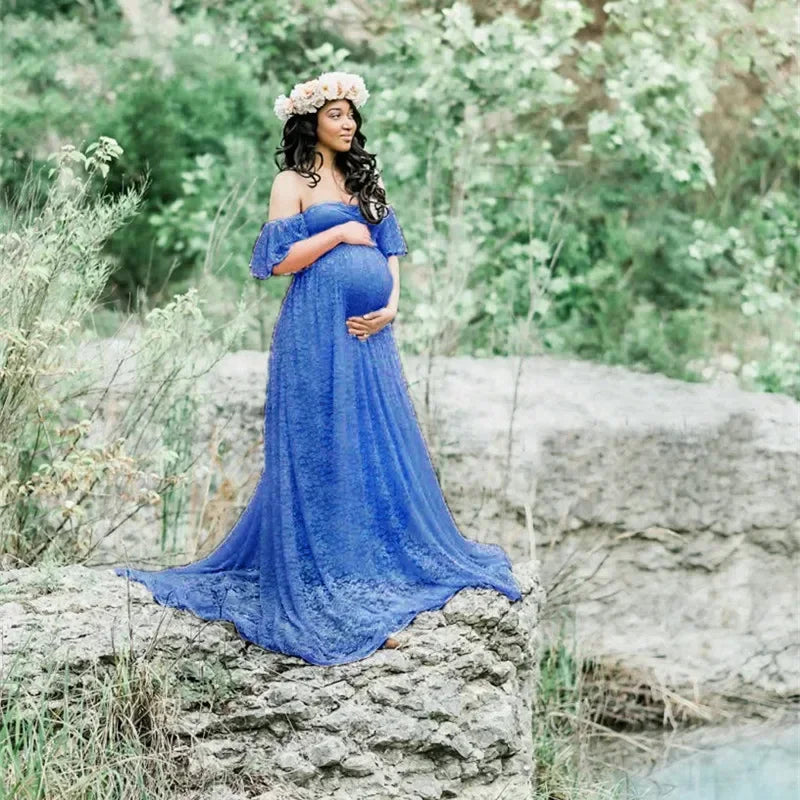 Long Maternity Photography Props Pregnancy Dress Photography Maternity Dresses for Photo Shoot Pregnant Dress Lace Maxi Gown