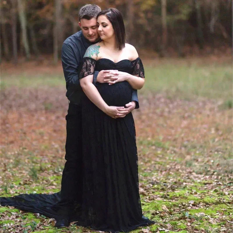 Long Maternity Photography Props Pregnancy Dress Photography Maternity Dresses for Photo Shoot Pregnant Dress Lace Maxi Gown