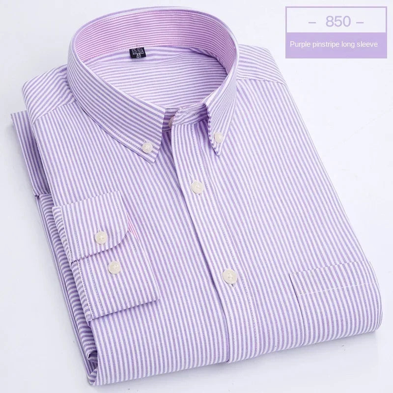 Hot solid color casual Oxford shirt men's fashion slim business long-sleeved shirt wholesale, street clothing， shirts for men