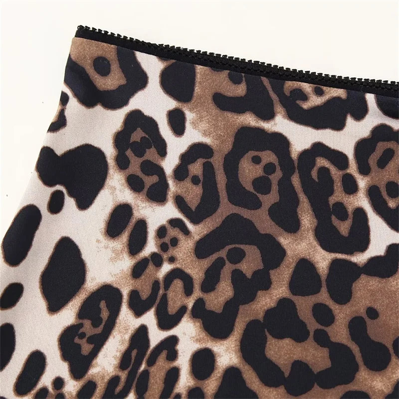 Women's 2024 Leopard Print A-Line Midi Skirt with Bow & Pockets
