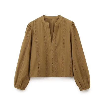 Embroidery Blouses for Lady Long Sleeve Shirt Elegant Women's Luxury Blouses Y2K Tops Harajuku Fashion Vintage Blouse