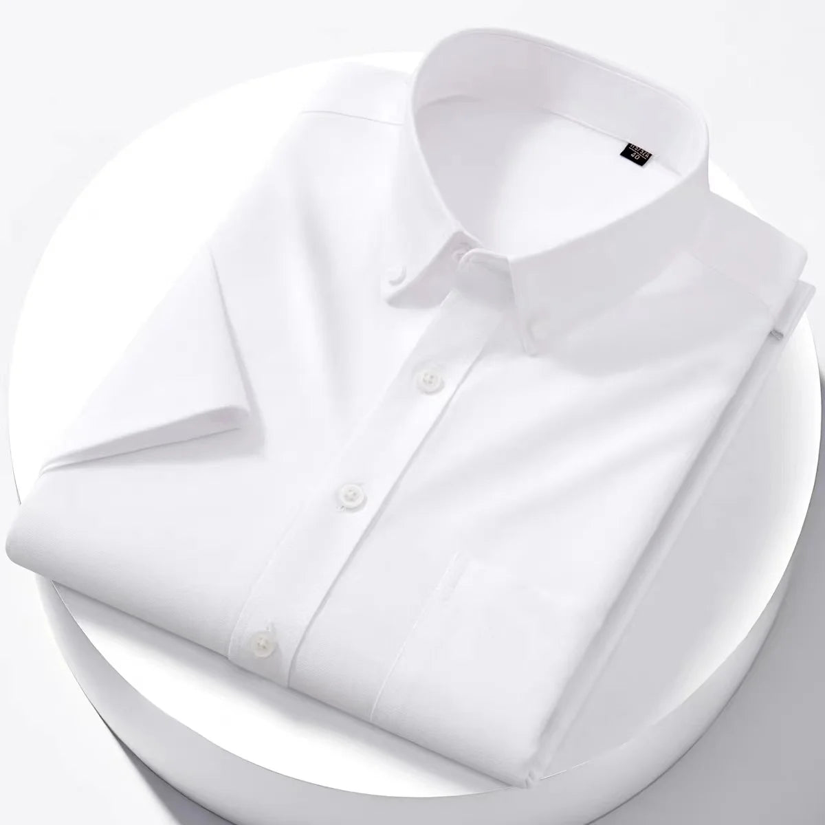 Luxury Men's Oxford Shirt 100% Cotton Short Sleeve Causal Stripe Solid Summer Basic Business Formal Social White Slim Fit Blouse