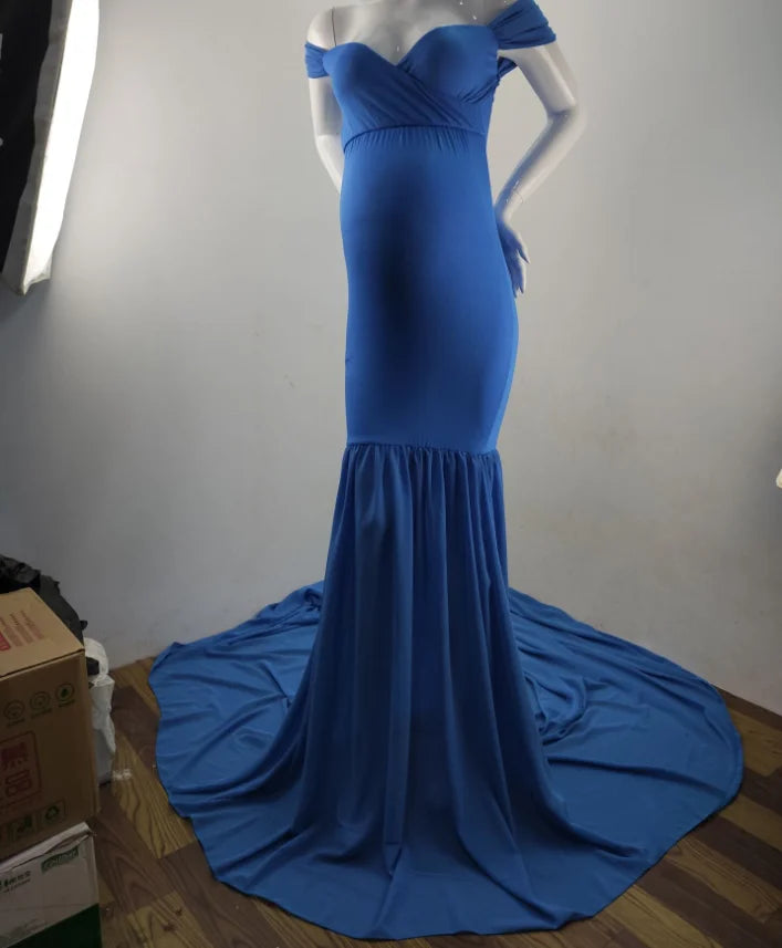 Long Maternity Photography Props Pregnancy Dress For Photo Shooting Off Shoulder Pregnant Dresses For Women Maxi Maternity Gown