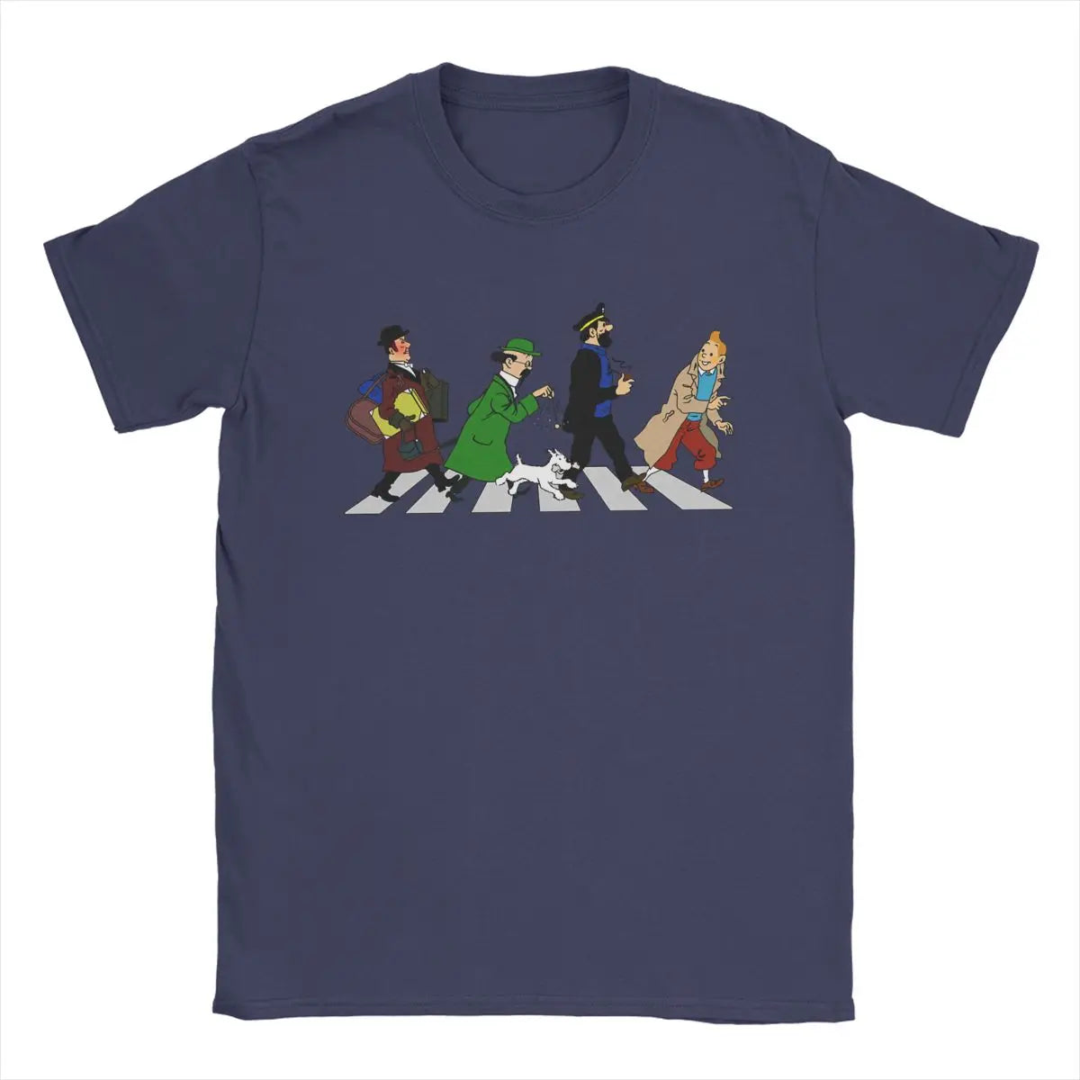 Captain Haddock Cartoon Tee - 100% Cotton, Round Neck Short Sleeve Men’s T‑Shirt 6XL | New Zealand | Strylez Virtual Try-On