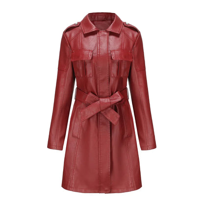 Slim Fit Faux Leather Trench Coat – See It on You with Virtual Try-On before You Buy!