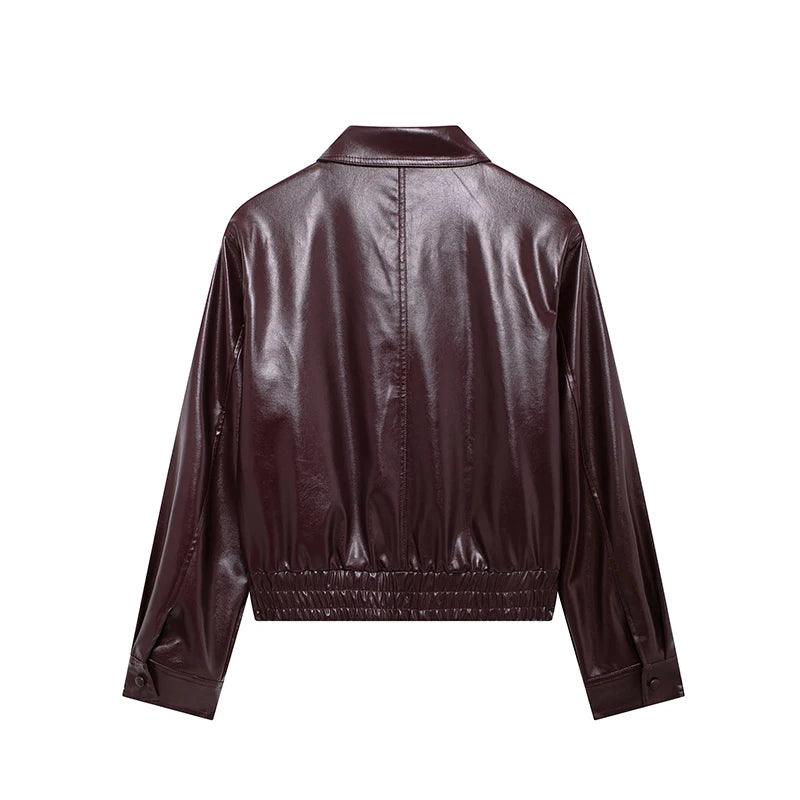 Discover Your Perfect Style! Try the Red PU Bomber Jacket Now with Our Virtual Try-On App!