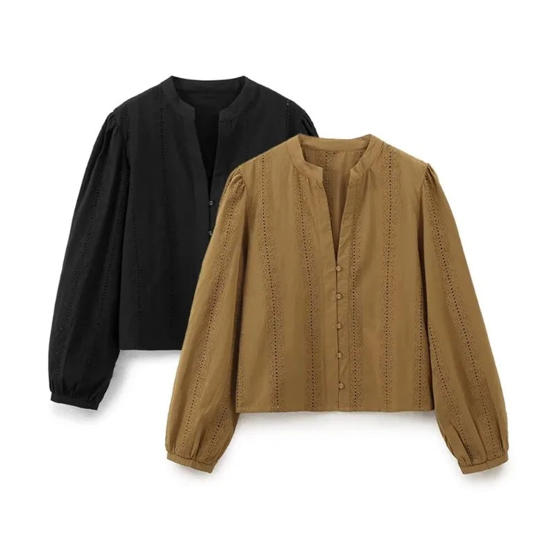 NZ Embroidery Blouse for Women - Long Sleeve Luxury Vintage Y2K Harajuku Top | Strylez Virtual Try-On