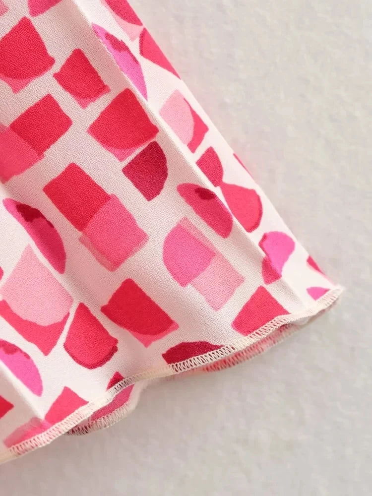 Playful Pink Pleated Midi Skirt – Summer High Waist Fairycore Ruched Skirt for Women’s Evening Vibes