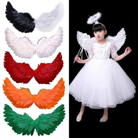 Angel Wings Colorful Feather Wings for Photography Props Cosplay Elastic Straps Kids Adult Wedding Halloween Christmas Birthday